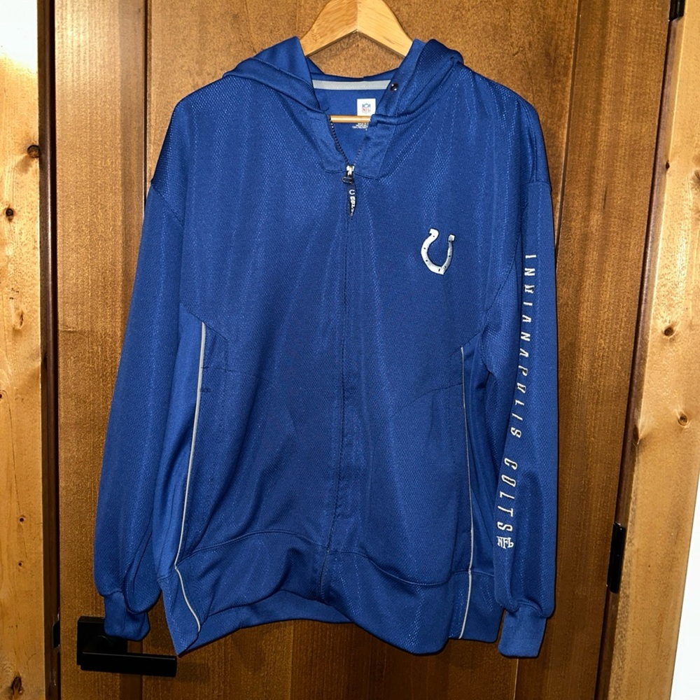 NFL Indianapolis Colts Mens Royal Blue Full Zip Mesh Hoodie Jacket Large L
